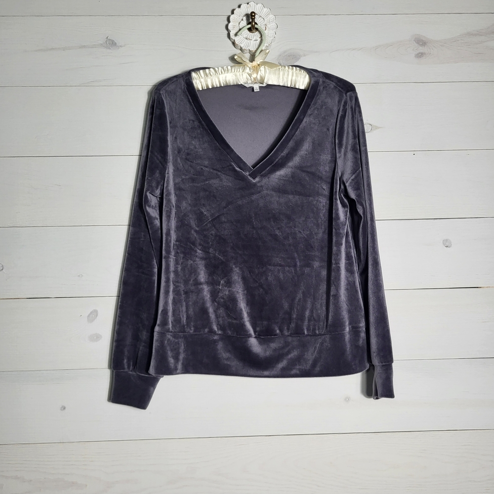 Soma Wkend Loungewear Top Velvet Velour V- Neck Cozy Soft.